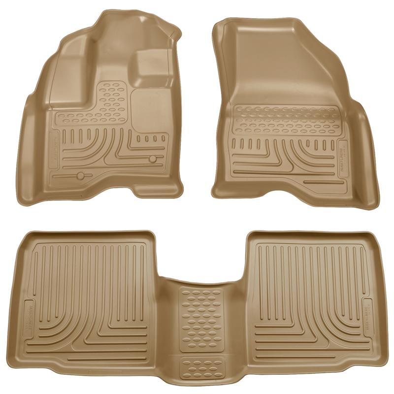 Ford Taurus Floor Liners - Front + Rear - Husky Liners - WeatherBeater Combo - Tan - `10-`13
